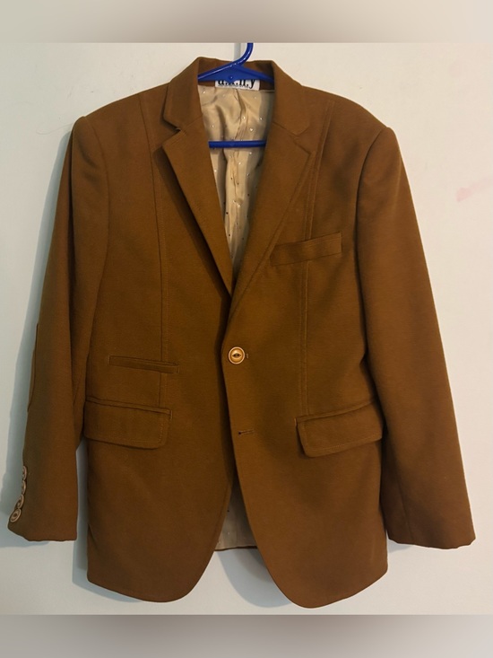 American Exchange New York Other - a.x.n.y. American Exchange New York Boys 8 Tan Button Blazer Shawl Notch‎ Collar